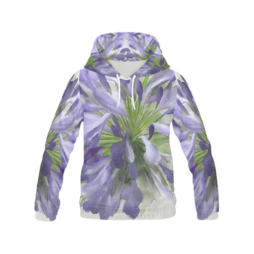 Delicate Purple Flower, floral watercolor All Over Print Hoodie for Women (USA Size) (Model H13)