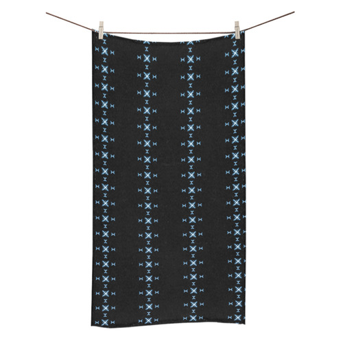 Black and Blue Crossroads Pattern Bath Towel 30"x56"