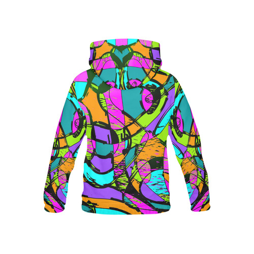 Abstract Art Squiggly Loops Multicolored All Over Print Hoodie for Kid (USA Size) (Model H13)