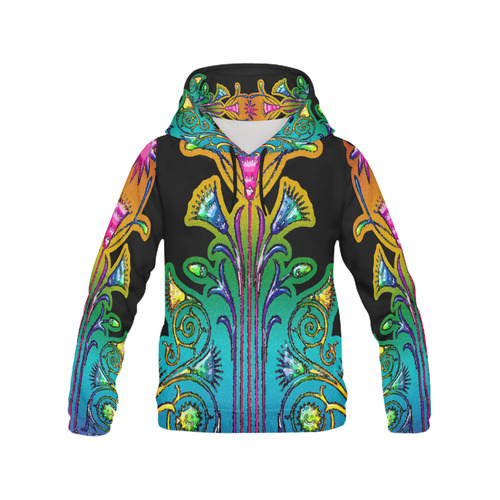 Art Deco Grunge Flower Ornaments All Over Print Hoodie for Men (USA Size) (Model H13)