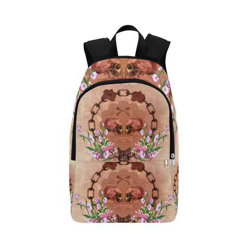 Awesome skulls with flowres Fabric Backpack for Adult (Model 1659)