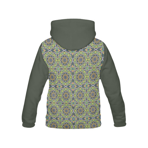 Green Khaki All Over Print Hoodie for Women (USA Size) (Model H13)