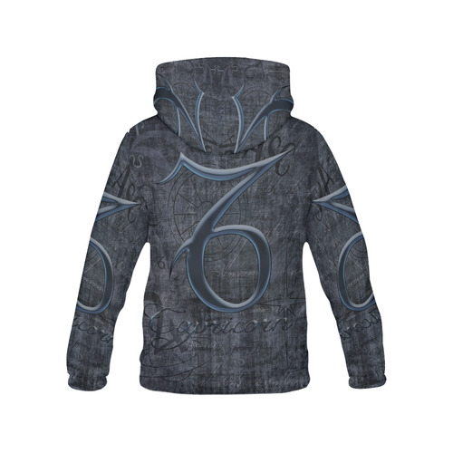 Astrology Zodiac Sign Capricorn in Grunge Style All Over Print Hoodie for Women (USA Size) (Model H13)
