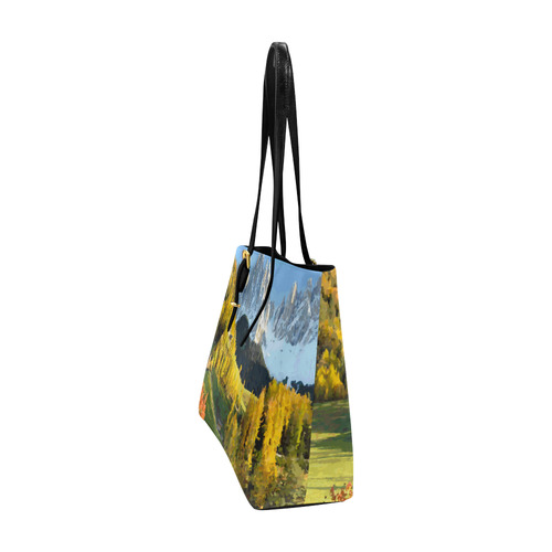 Mountain Landscape Autumn Leaves Euramerican Tote Bag/Large (Model 1656)