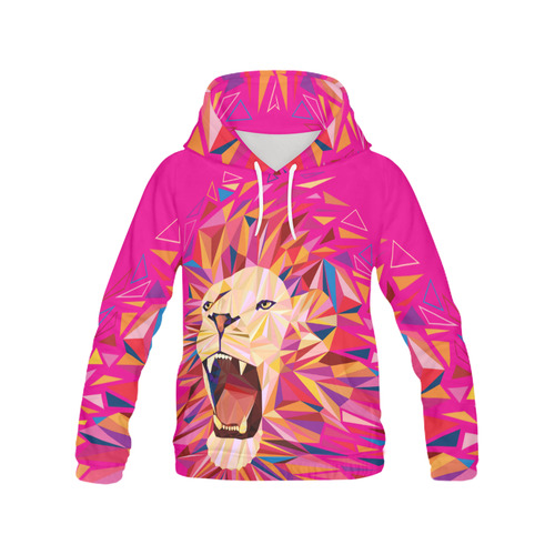 lion roaring polygon triangles All Over Print Hoodie for Women (USA Size) (Model H13)