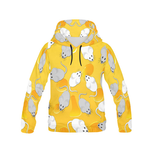 mice on cheese All Over Print Hoodie for Women (USA Size) (Model H13)