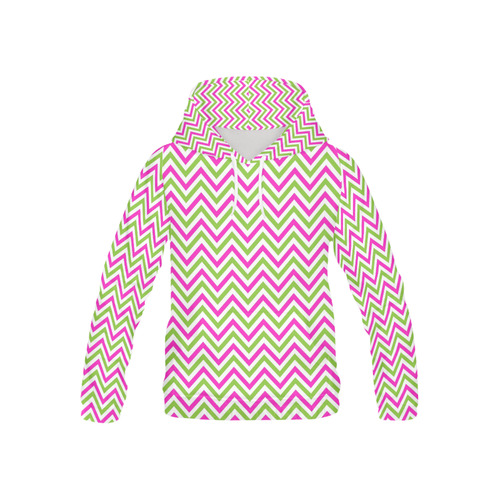 Pink Green White Chevron All Over Print Hoodie for Kid (USA Size) (Model H13)