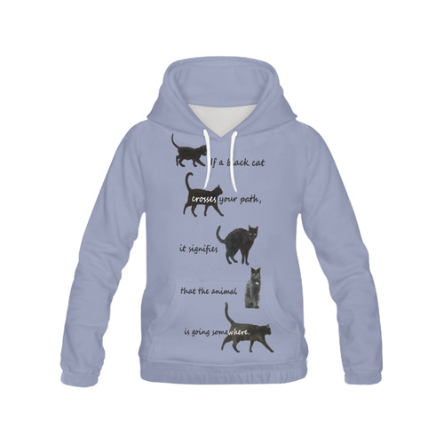 Black cat crosses your path All Over Print Hoodie for Men (USA Size) (Model H13)