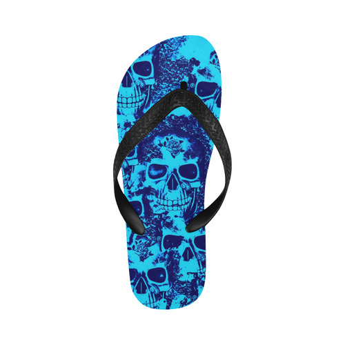 cloudy Skulls blue by JamColors Flip Flops for Men/Women (Model 040)