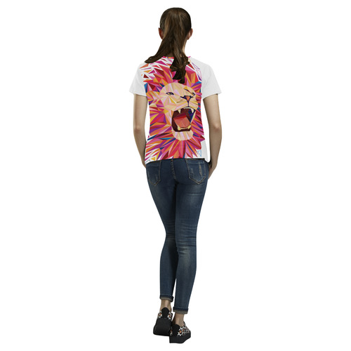 lion roaring polygon triangles All Over Print T-Shirt for Women (USA Size) (Model T40)