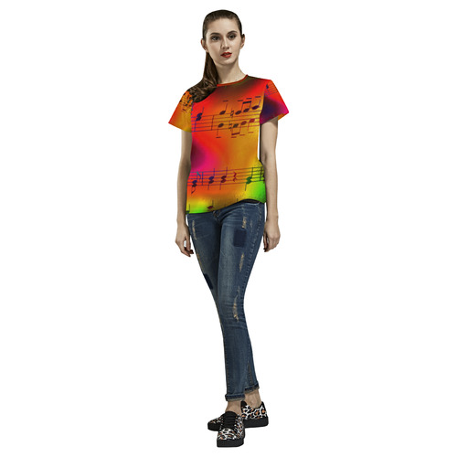 Music, colorful and cheerful C by JamColors All Over Print T-Shirt for Women (USA Size) (Model T40)