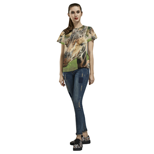 sweet giraffe by JamColors All Over Print T-Shirt for Women (USA Size) (Model T40)
