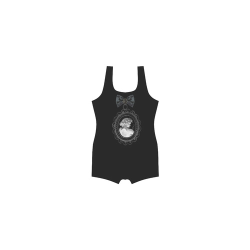 Black Angel Cameo Goth Classic One Piece Swimwear (Model S03)