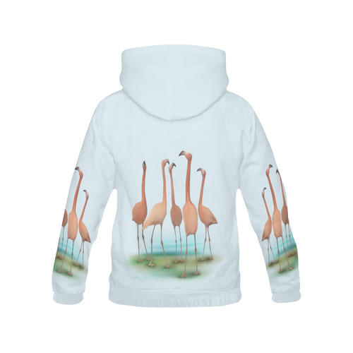 Flamingo Mingle, watercolor, birds All Over Print Hoodie for Women (USA Size) (Model H13)