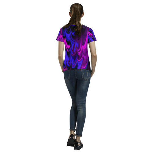 awesome fractal marbled 13 All Over Print T-Shirt for Women (USA Size) (Model T40)