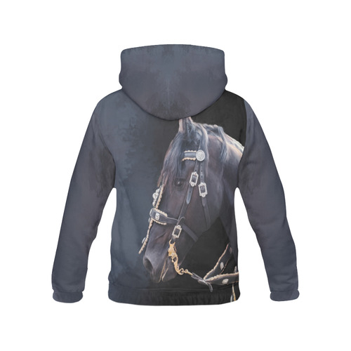 A beautiful painting black friesian horse portrait All Over Print Hoodie for Men (USA Size) (Model H13)