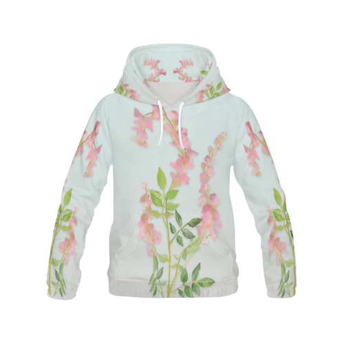 Pink tiny  flower - watercolor All Over Print Hoodie for Women (USA Size) (Model H13)