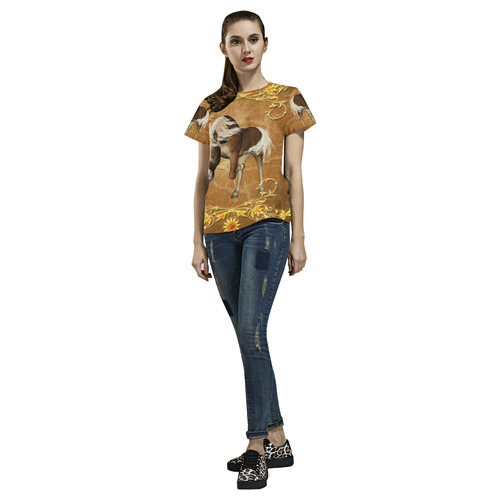 Wonderful brown horse All Over Print T-Shirt for Women (USA Size) (Model T40)