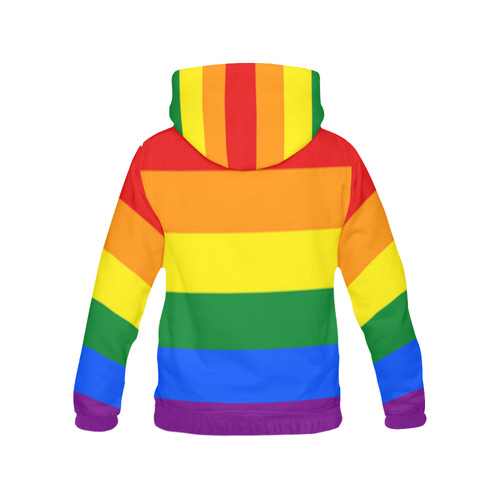 Gay Pride Rainbow Flag Stripes All Over Print Hoodie for Women (USA Size) (Model H13)