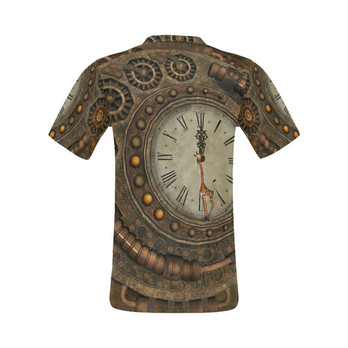 Steampunk clock, cute giraffe All Over Print T-Shirt for Men (USA Size) (Model T40)