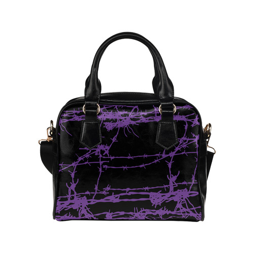 Purple Barbed Wire Goth Print Shoulder Handbag (Model 1634)