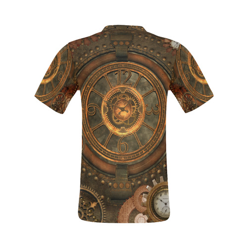 Steampunk, wonderful vintage clocks and gears All Over Print T-Shirt for Men (USA Size) (Model T40)