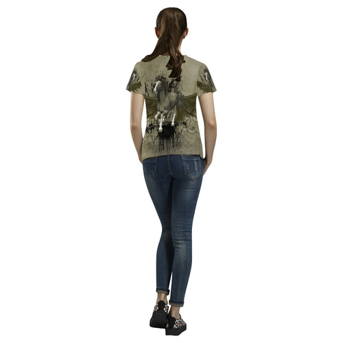 Wild horse with wings All Over Print T-Shirt for Women (USA Size) (Model T40)