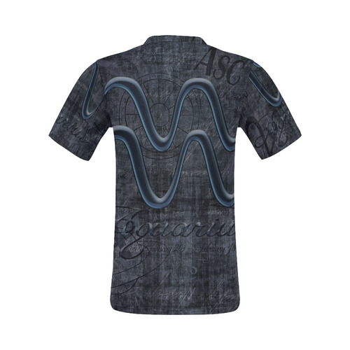 Astrology Zodiac Sign Aquarius in Grunge Style All Over Print T-Shirt for Men (USA Size) (Model T40)