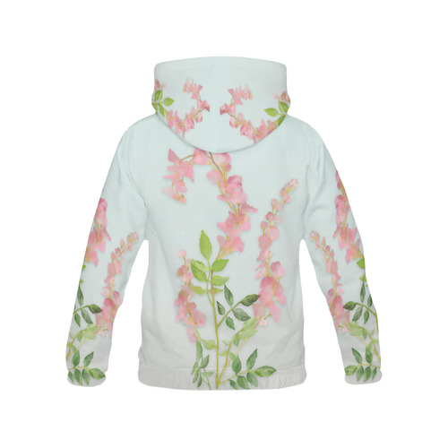 Pink tiny  flower - watercolor All Over Print Hoodie for Women (USA Size) (Model H13)