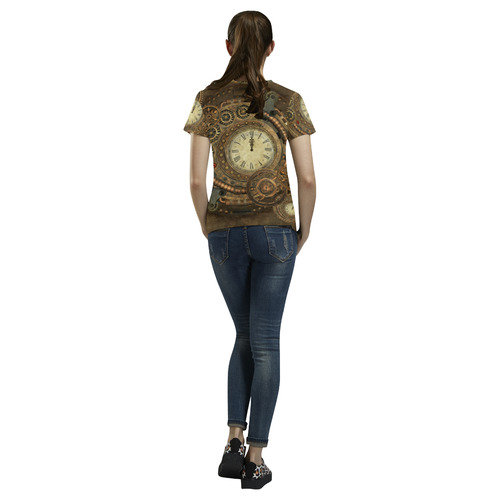 Steampunk, awesome clockwork All Over Print T-Shirt for Women (USA Size) (Model T40)