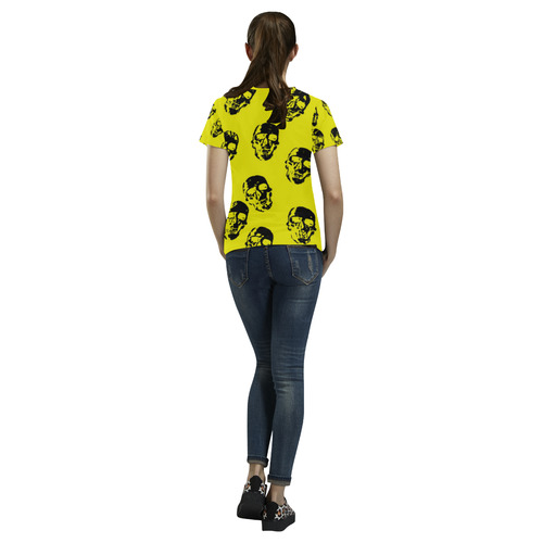 hot skulls, yellow by JamColors All Over Print T-Shirt for Women (USA Size) (Model T40)