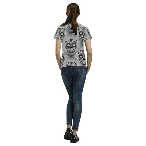 Skull20170351_by_JAMColors All Over Print T-Shirt for Women (USA Size) (Model T40)