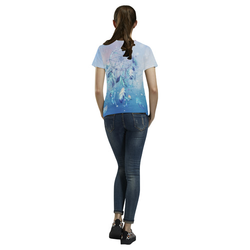 A wounderful dream catcher in blue All Over Print T-Shirt for Women (USA Size) (Model T40)