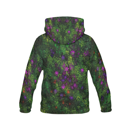 Wild Rose Garden, Oil painting. Red, purple, green All Over Print Hoodie for Women (USA Size) (Model H13)