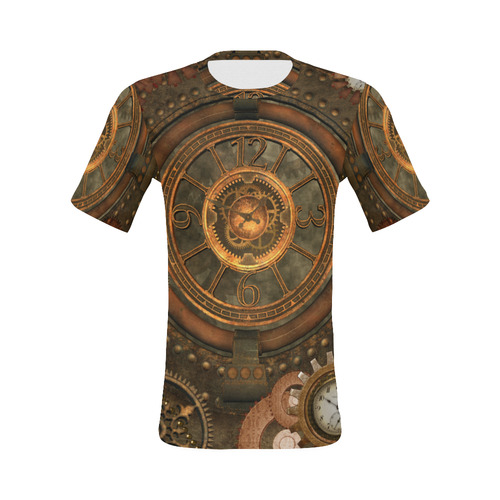 Steampunk, wonderful vintage clocks and gears All Over Print T-Shirt for Men (USA Size) (Model T40)