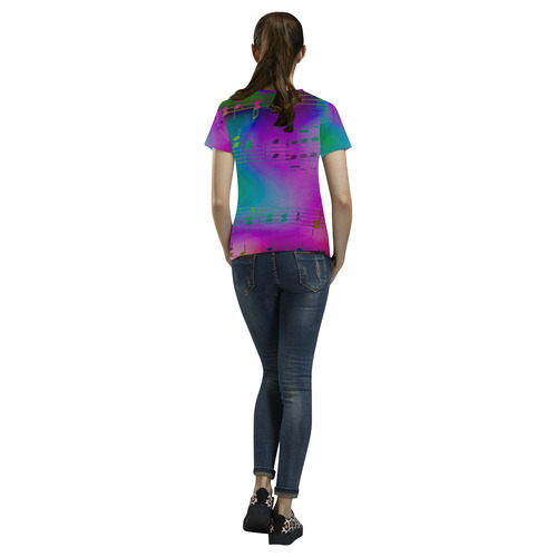 Music, colorful and cheerful B by JamColors All Over Print T-Shirt for Women (USA Size) (Model T40)