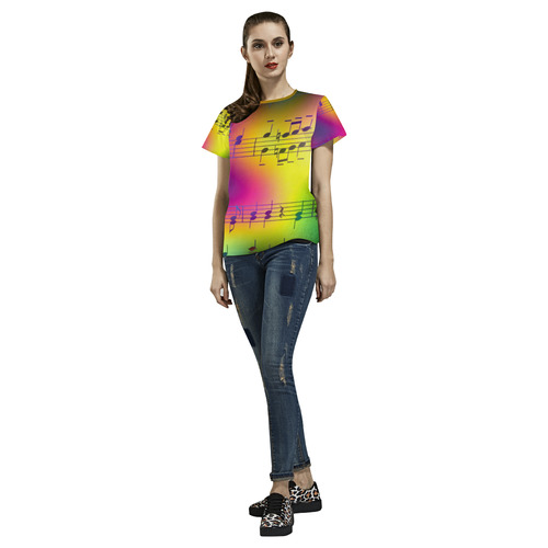 Music, colorful and cheerful A by JamColors All Over Print T-Shirt for Women (USA Size) (Model T40)