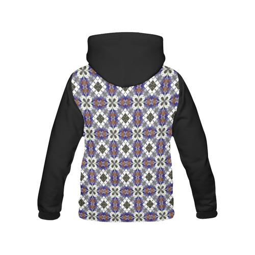 Blue and Gray All Over Print Hoodie for Women (USA Size) (Model H13)