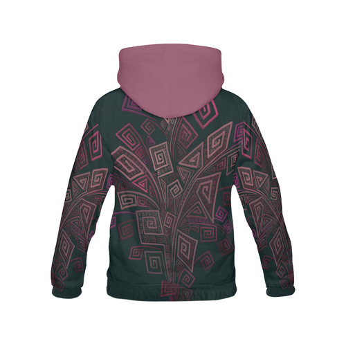 Psychedelic 3D Square Spirals - pink and orange All Over Print Hoodie for Women (USA Size) (Model H13)