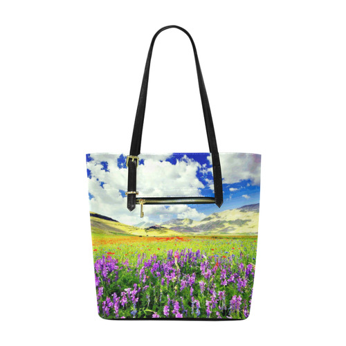 Mountain Floral Landscape Clouds Euramerican Tote Bag/Small (Model 1655)