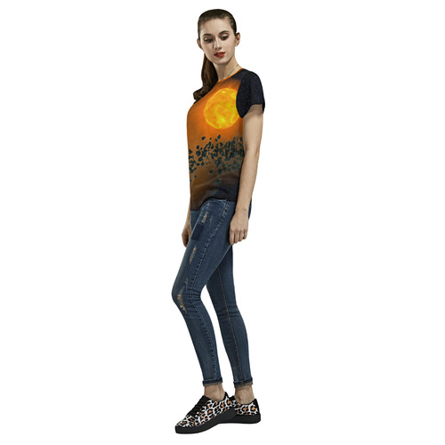 Space scenario - The Apocalypse All Over Print T-Shirt for Women (USA Size) (Model T40)