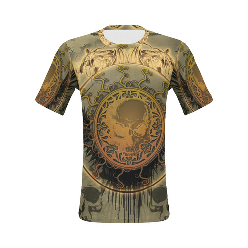 Awesome skulls on round button All Over Print T-Shirt for Men (USA Size) (Model T40)