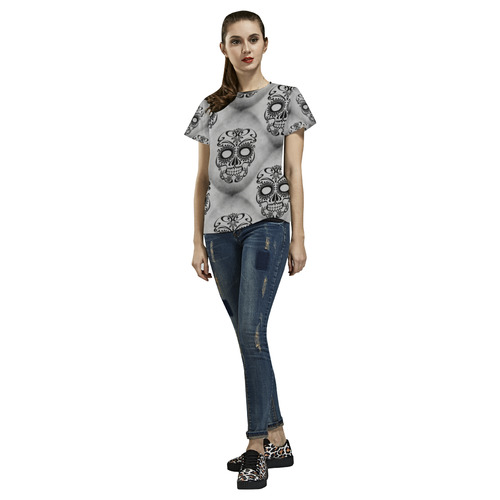 Skull20170351_by_JAMColors All Over Print T-Shirt for Women (USA Size) (Model T40)