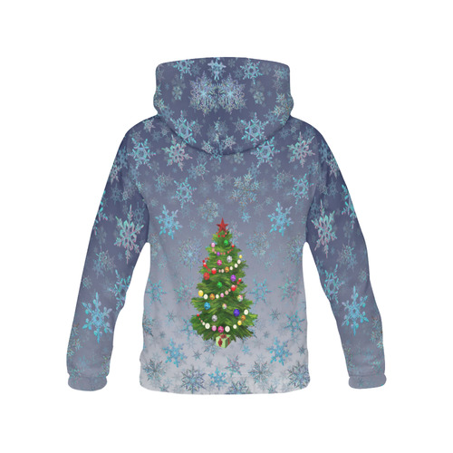 Christmas Tree at night, snowflakes All Over Print Hoodie for Women (USA Size) (Model H13)