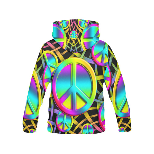 Neon Colorful PEACE pattern All Over Print Hoodie for Men (USA Size) (Model H13)