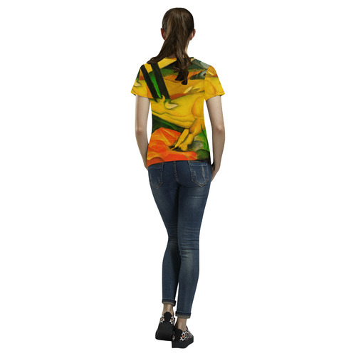 The Yellow Cow by Franz Marc All Over Print T-Shirt for Women (USA Size) (Model T40)