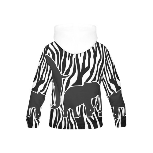 ELEPHANTS to ZEBRA stripes black & white All Over Print Hoodie for Kid (USA Size) (Model H13)