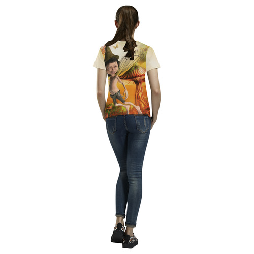 forest elf, dwarf land All Over Print T-Shirt for Women (USA Size) (Model T40)