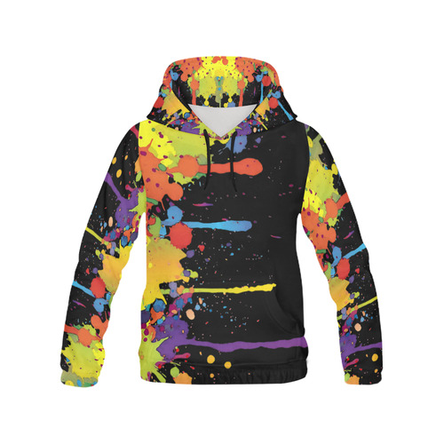 Crazy multicolored running SPLASHES All Over Print Hoodie for Women (USA Size) (Model H13)