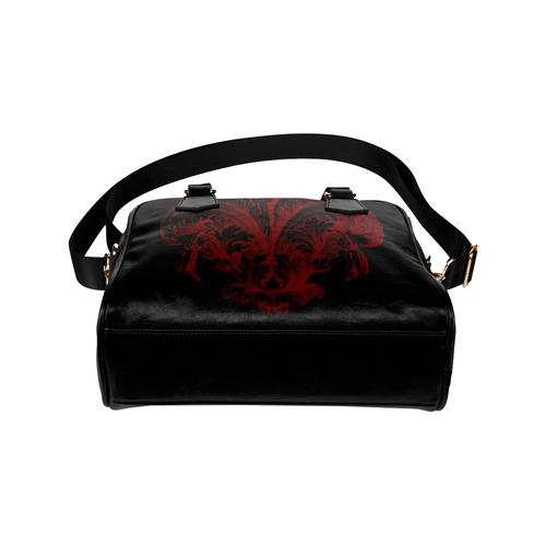 Red Damask Goth Print Center Shoulder Handbag (Model 1634)